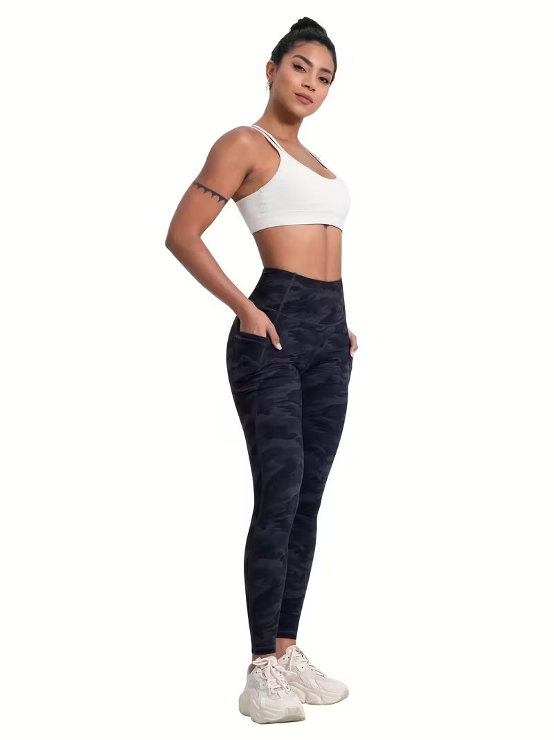 6 pcs Women’s High-Waisted Leggings with Pockets – Non-See-Through, Stretchy, Breathable Everyday Pants