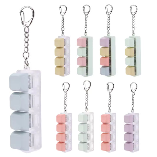 Button Keycap Fidget Keychain | 4-Key Keyboard Toy for Stress Relief & Adult Gifts