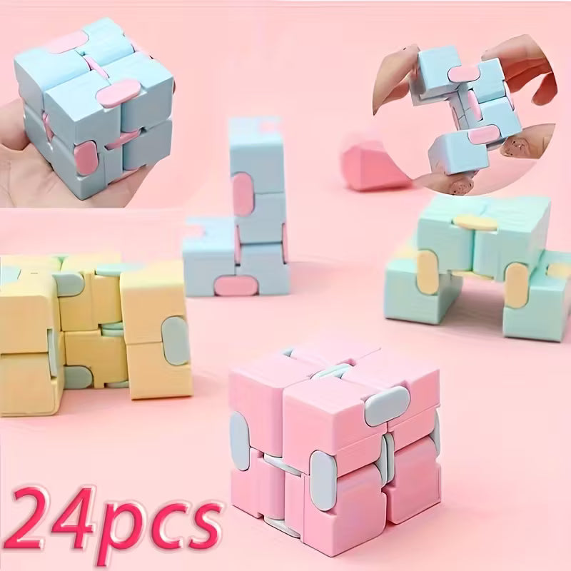 Infinity Flip Cube Puzzle Toys – 6/12/24pcs Brain-Teasing Fidget Toys in Pastel Colors for Stress Relief & Gifts