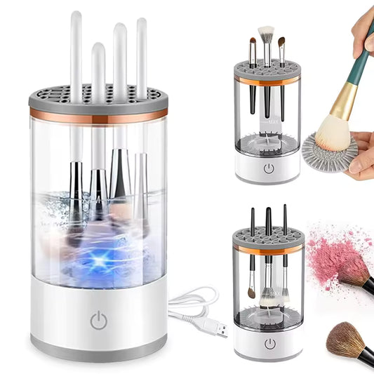Electric Makeup Brush Cleaner | 3-in-1 Portable Brush Washer, Dryer & Storage Rack