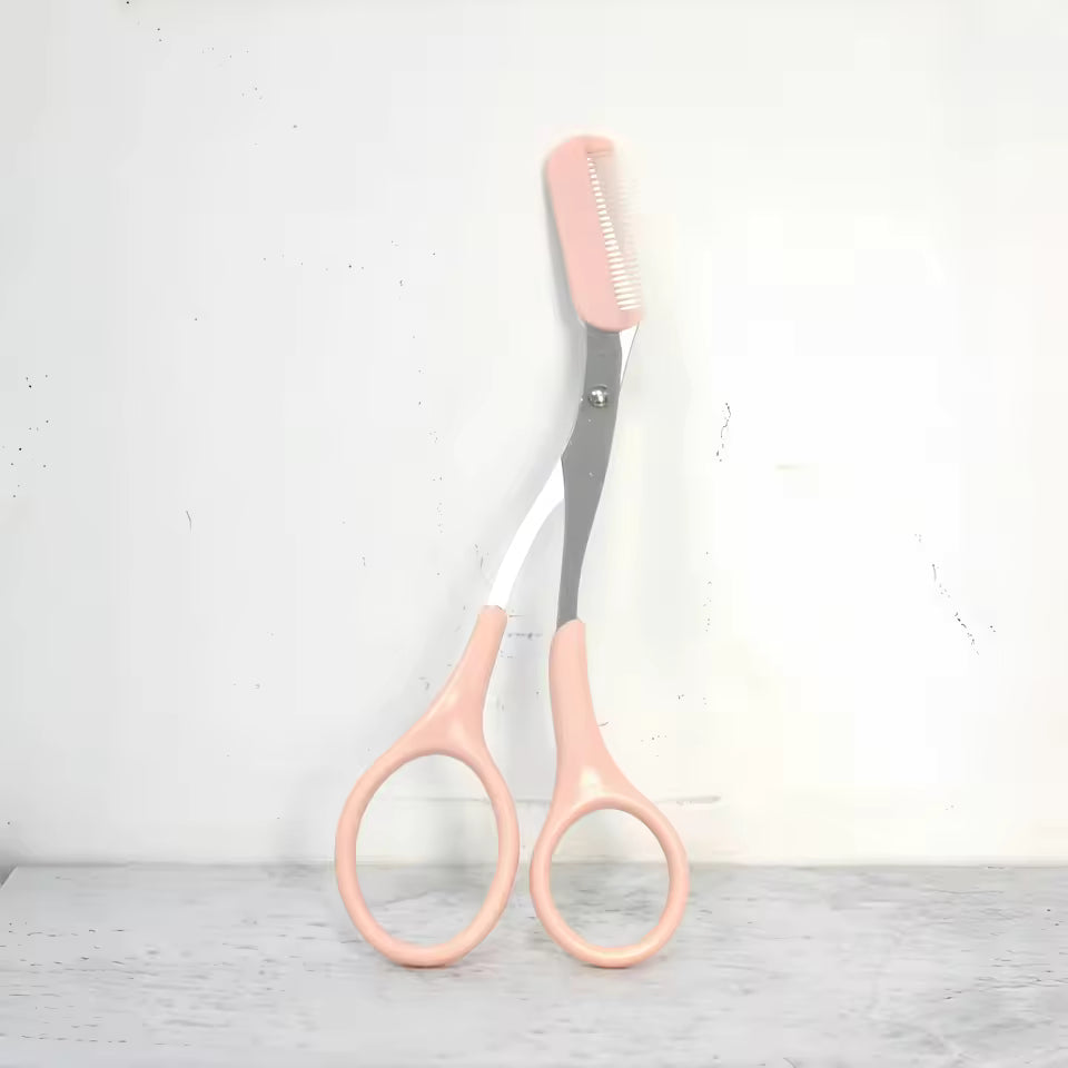 Eyebrow Trimming Scissors with Built-In Comb – Stainless Steel Precision Grooming Tool for Perfect Eyebrows
