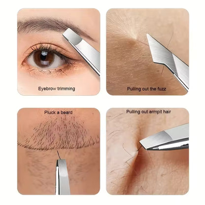 4pcs Professional Tweezers Set – Precision Eyebrow Hair Removal & Splinter Tool Kit