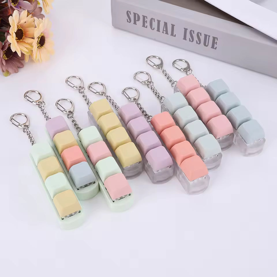 Button Keycap Fidget Keychain | 4-Key Keyboard Toy for Stress Relief & Adult Gifts