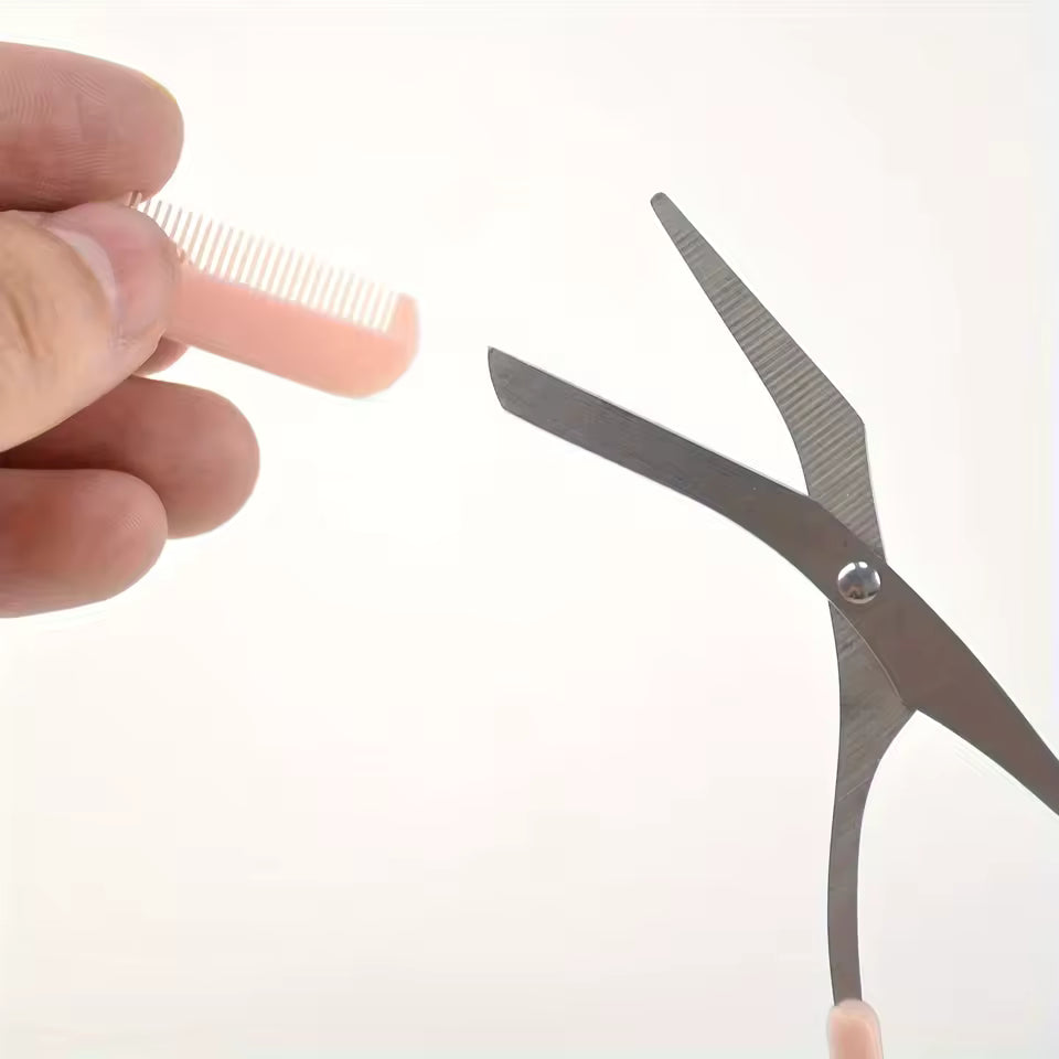 Eyebrow Trimming Scissors with Built-In Comb – Stainless Steel Precision Grooming Tool for Perfect Eyebrows