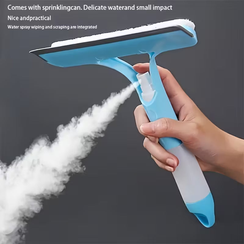 3-in-1 Glass Cleaning Tool with Sprinkler & Scraper – Multi-Functional Window & Mirror Cleaner, Durable PP Plastic