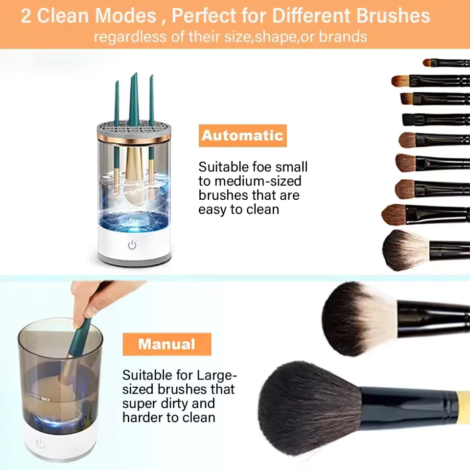 Electric Makeup Brush Cleaner | 3-in-1 Portable Brush Washer, Dryer & Storage Rack