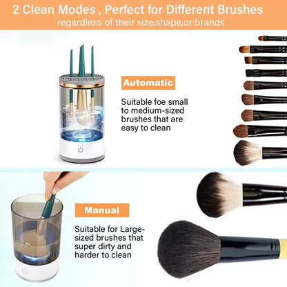 Electric Makeup Brush Cleaner | 3-in-1 Portable Brush Washer, Dryer & Storage Rack