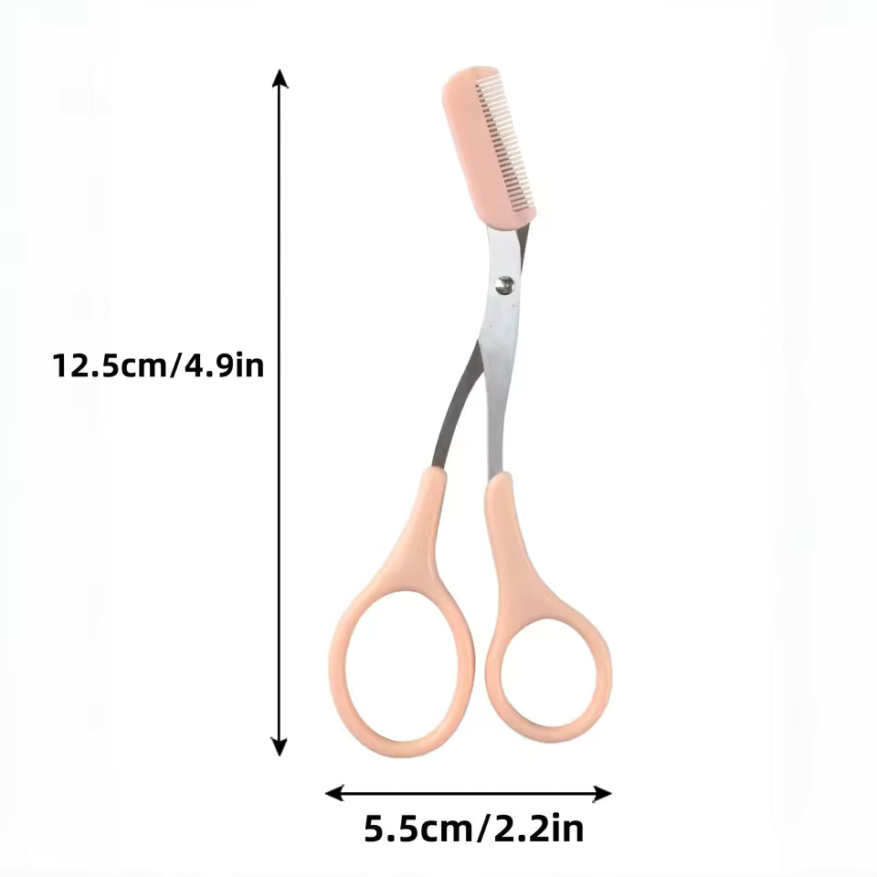 Eyebrow Trimming Scissors with Built-In Comb – Stainless Steel Precision Grooming Tool for Perfect Eyebrows