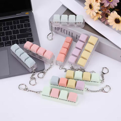 Button Keycap Fidget Keychain | 4-Key Keyboard Toy for Stress Relief & Adult Gifts