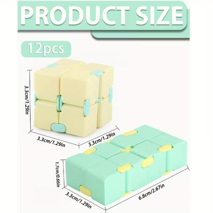 Infinity Flip Cube Puzzle Toys – 6/12/24pcs Brain-Teasing Fidget Toys in Pastel Colors for Stress Relief & Gifts