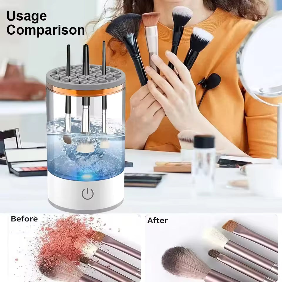Electric Makeup Brush Cleaner | 3-in-1 Portable Brush Washer, Dryer & Storage Rack