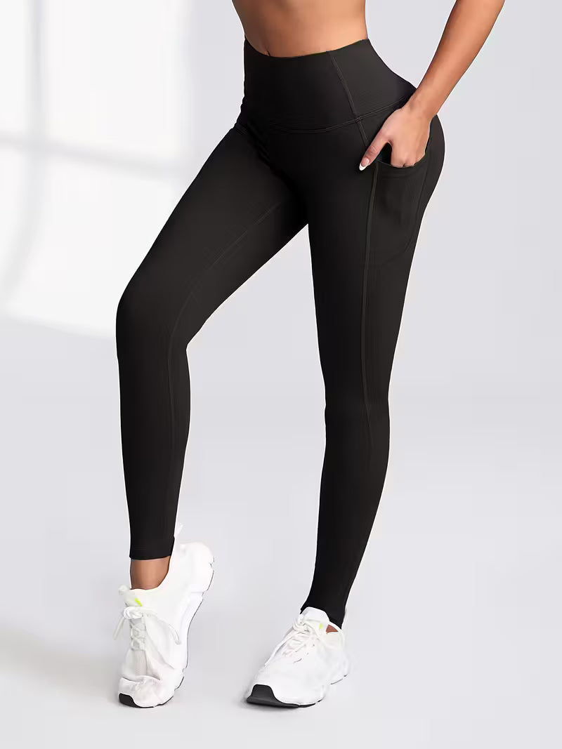 6 pcs Women’s High-Waisted Leggings with Pockets – Non-See-Through, Stretchy, Breathable Everyday Pants