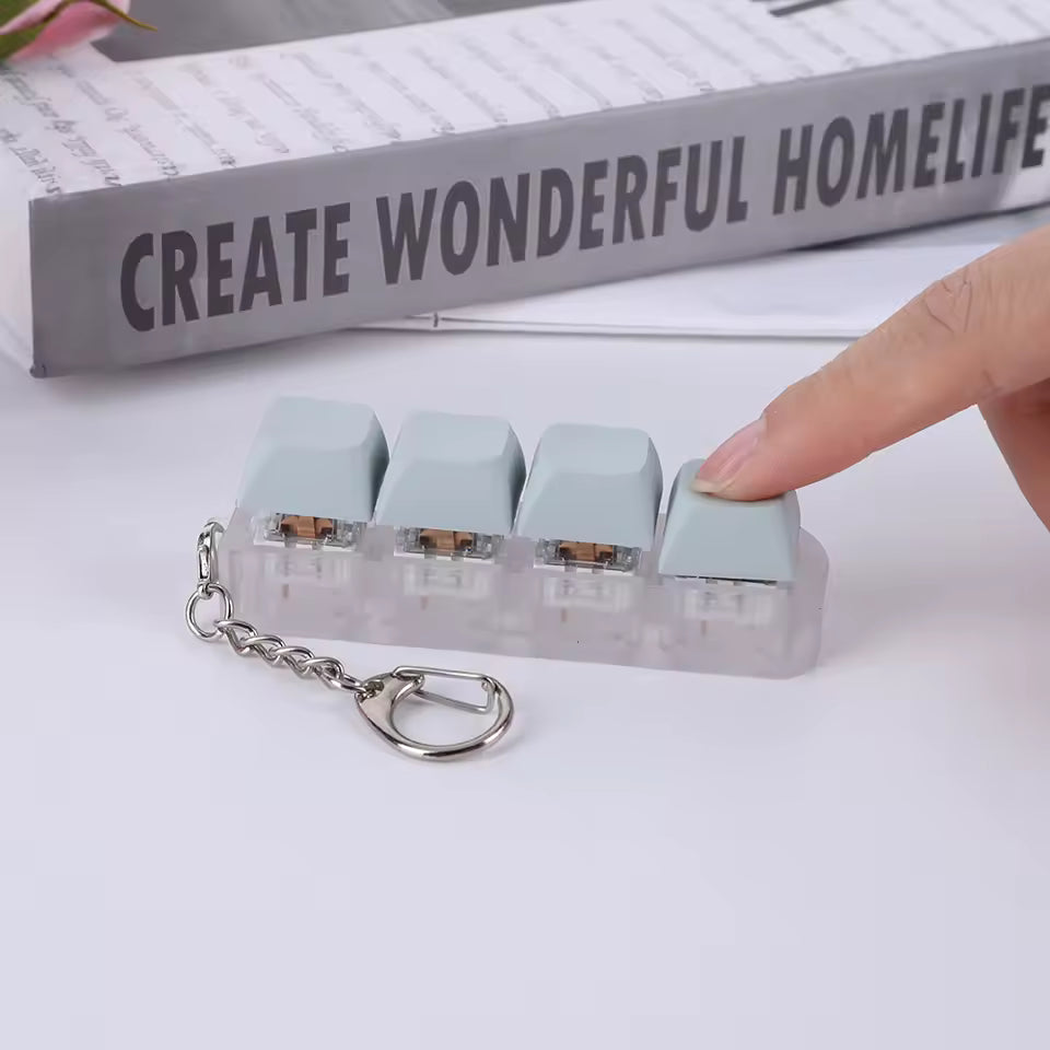 Button Keycap Fidget Keychain | 4-Key Keyboard Toy for Stress Relief & Adult Gifts