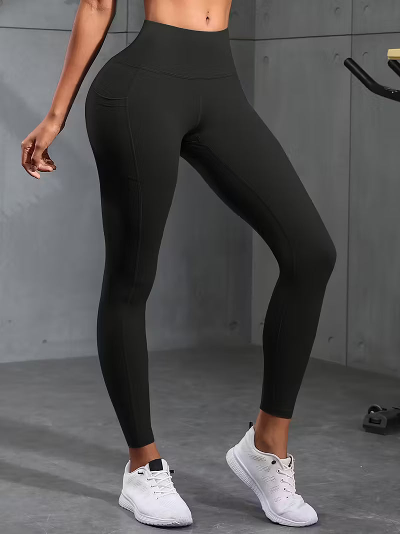 6 pcs Women’s High-Waisted Leggings with Pockets – Non-See-Through, Stretchy, Breathable Everyday Pants
