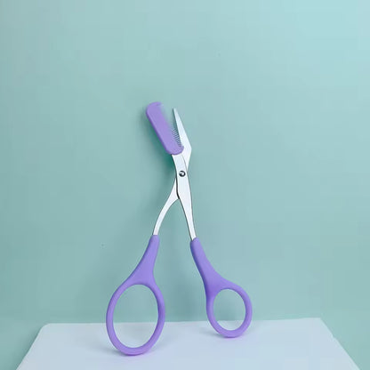 Eyebrow Trimming Scissors with Built-In Comb – Stainless Steel Precision Grooming Tool for Perfect Eyebrows