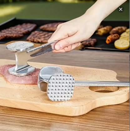 1pc Stainless Steel Meat Stuffing Hammer - Double-Sided, Heavy-Duty Tool for Roasting Beef, Chicken And Pork - Suitable for Outdoor Grilling And Cooking, Camping Cookware | Stainless Steel Hammer