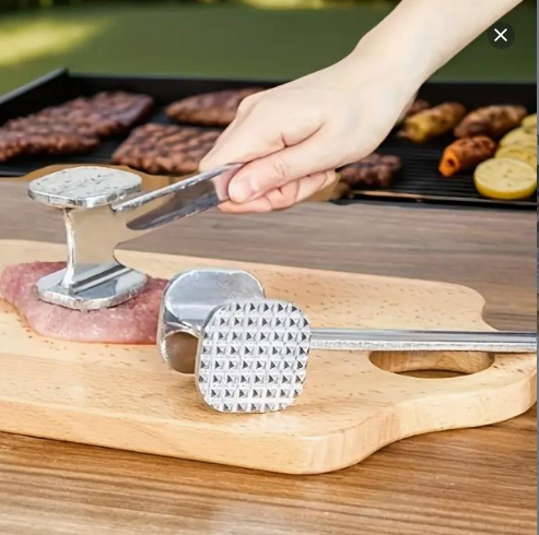 1pc Stainless Steel Meat Stuffing Hammer - Double-Sided, Heavy-Duty Tool for Roasting Beef, Chicken And Pork - Suitable for Outdoor Grilling And Cooking, Camping Cookware | Stainless Steel Hammer