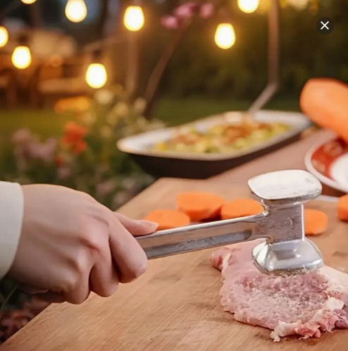 1pc Stainless Steel Meat Stuffing Hammer - Double-Sided, Heavy-Duty Tool for Roasting Beef, Chicken And Pork - Suitable for Outdoor Grilling And Cooking, Camping Cookware | Stainless Steel Hammer