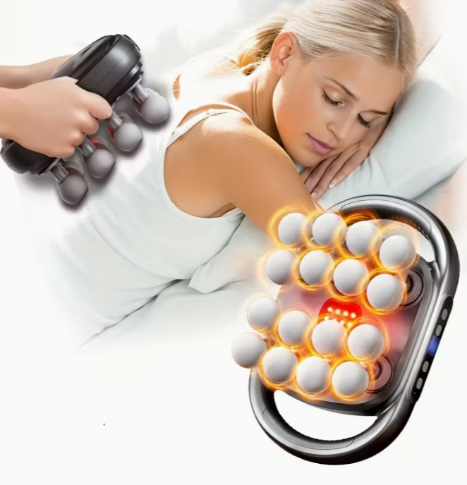 16-Head Flesh Gun Massage Device, Deep Tissue Muscle Instrument, 30 Levels of Intensity, USB Rechargeable, Full Body And Neck Massager, Perfect Gift for Athletes, Friends, Family, Halloween And Christmas, Body Fat Massage Instrument