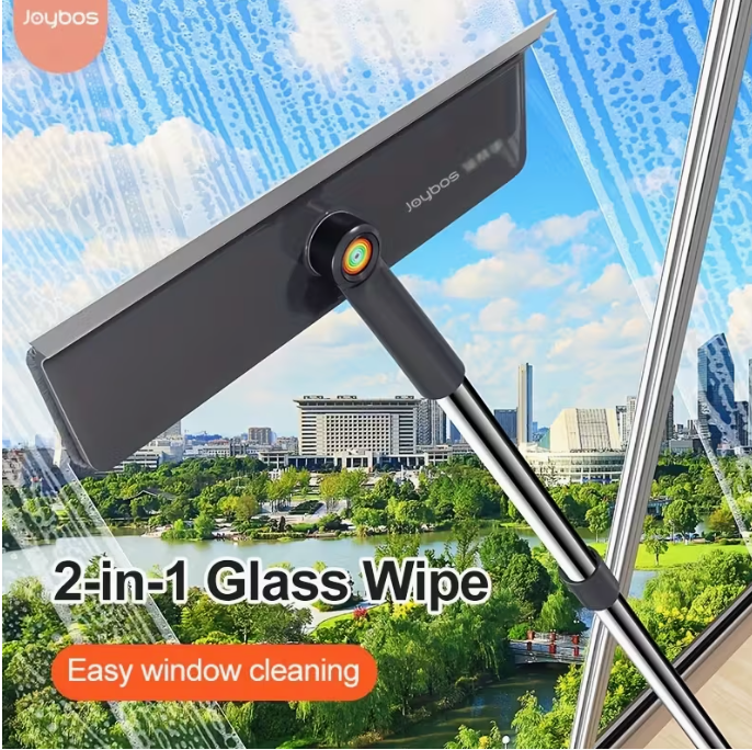 Joybos 2-in-1 Glass Cleaning Tool with Dual Fiber Cloths and Screen Mesh, Extendable Telescopic Pole - Scrape and Dry on Both Sides for Efficient Cleaning, Ideal Valentine's Day Gift, Cleaning Brush