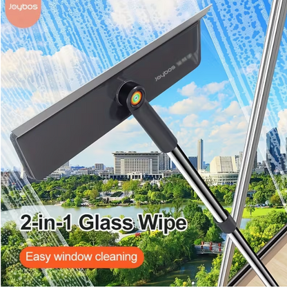 Joybos 2-in-1 Glass Cleaning Tool with Dual Fiber Cloths and Screen Mesh, Extendable Telescopic Pole - Scrape and Dry on Both Sides for Efficient Cleaning, Ideal Valentine's Day Gift, Cleaning Brush