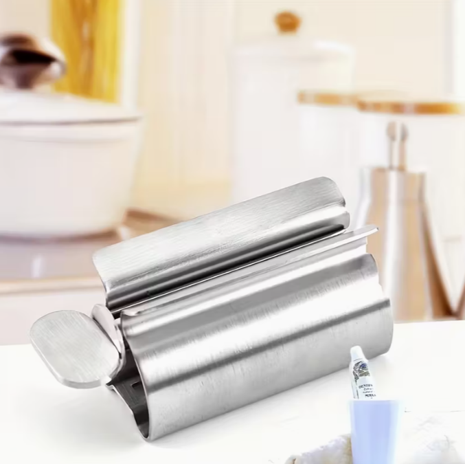 Stainless Steel Toothpaste Squeezer - Hygienic, Labor-Saving Tube Wringer for Bathroom, 304 Stainless Steel, Easy Roll Design, Durable & Smooth Finish, 6.8cm Height, 3cm Width, Manual Tube Squeezer, Toothpaste Tube Squeezer