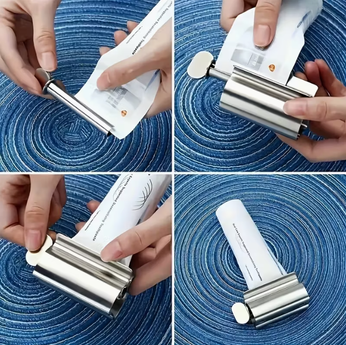Stainless Steel Toothpaste Squeezer - Hygienic, Labor-Saving Tube Wringer for Bathroom, 304 Stainless Steel, Easy Roll Design, Durable & Smooth Finish, 6.8cm Height, 3cm Width, Manual Tube Squeezer, Toothpaste Tube Squeezer