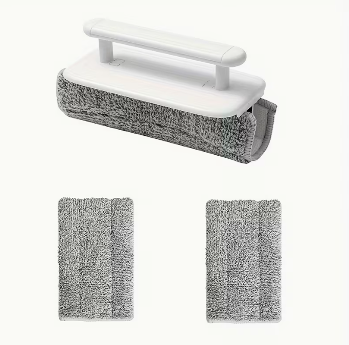 4-Piece Window Groove Cleaning Brush Set with Handle and 3 Microfiber Cloths – Easy-Glide Squeegee for Home Living Room – No Electricity Needed – Efficient Sliding Door Track & Crevice Cleaning Tool