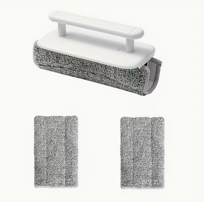 4-Piece Window Groove Cleaning Brush Set with Handle and 3 Microfiber Cloths – Easy-Glide Squeegee for Home Living Room – No Electricity Needed – Efficient Sliding Door Track & Crevice Cleaning Tool