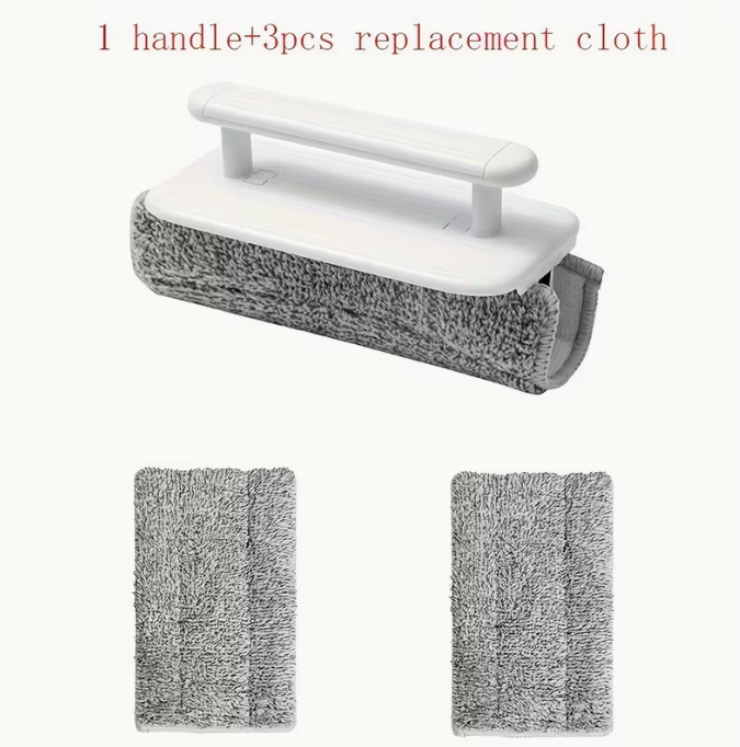 4-Piece Window Groove Cleaning Brush Set with Handle and 3 Microfiber Cloths – Easy-Glide Squeegee for Home Living Room – No Electricity Needed – Efficient Sliding Door Track & Crevice Cleaning Tool