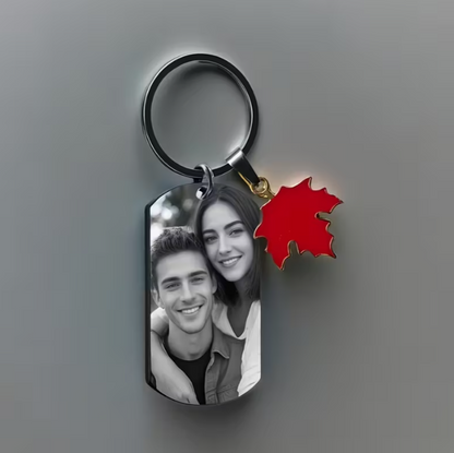 FLOWERS HUA Personalized Stainless Steel Keychain - Laser-Engraved Photo Gift for Dad, Boyfriend, Girlfriend, Loved Ones - Customizable Keepsake with Heartfelt Design, Gift for Her, Perfect for Valentine'S Day