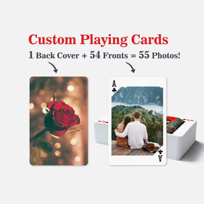 Custom Photo Playing Cards with Center Cut Style - Personalized Photo Cards - Perfect for Gifts, Weddings, Parties, and Game Nights - The Best Keepsake Gift for Partners, Friends, and Family