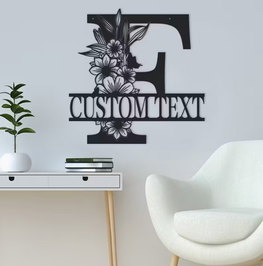 1pc Customized Family Name Metal Sign with Floral Design | Personalized Wall Decor for Home, Front Door, or Gift for Housewarming, Christmas, Wedding | Decorative Metal Sign, Wallmounted Sign, Metal Wall Art Decor