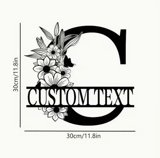 1pc Customized Family Name Metal Sign with Floral Design | Personalized Wall Decor for Home, Front Door, or Gift for Housewarming, Christmas, Wedding | Decorative Metal Sign, Wallmounted Sign, Metal Wall Art Decor