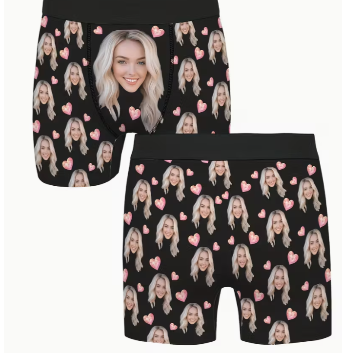 Personalized Valentine's Day Boxer Shorts - Men's Custom Underwear - Unique Gift with Image & Magical Love Heart