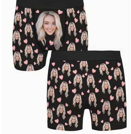 Personalized Valentine's Day Boxer Shorts - Men's Custom Underwear - Unique Gift with Image & Magical Love Heart