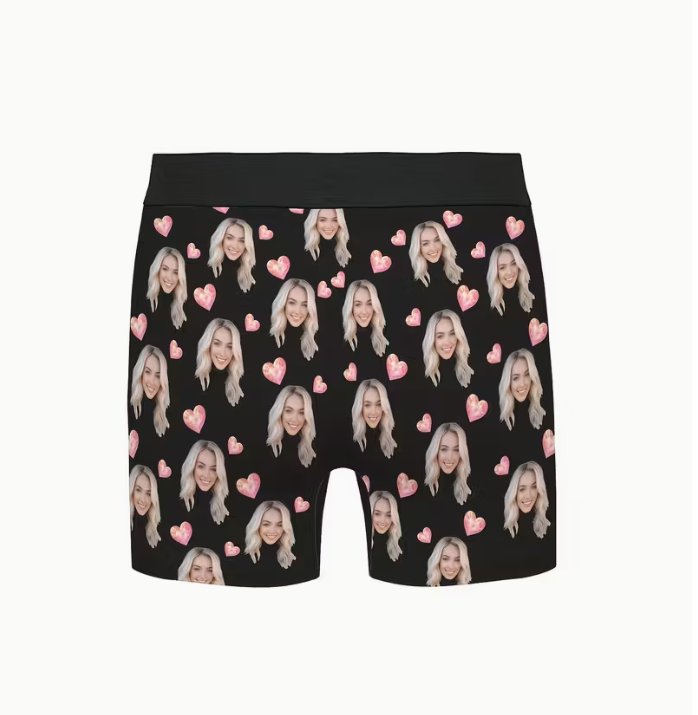 Personalized Valentine's Day Boxer Shorts - Men's Custom Underwear - Unique Gift with Image & Magical Love Heart