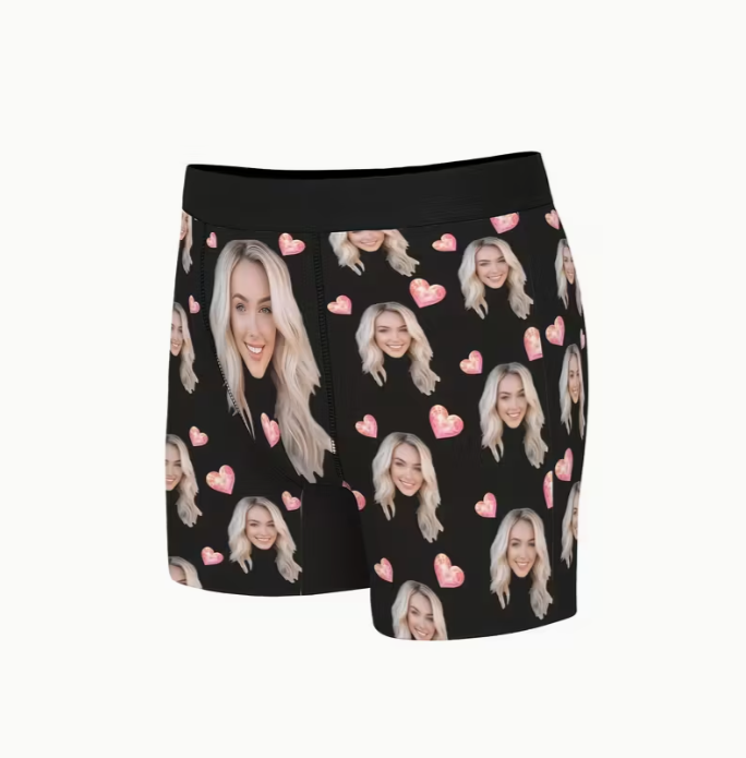 Personalized Valentine's Day Boxer Shorts - Men's Custom Underwear - Unique Gift with Image & Magical Love Heart