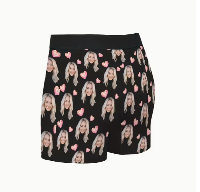 Personalized Valentine's Day Boxer Shorts - Men's Custom Underwear - Unique Gift with Image & Magical Love Heart