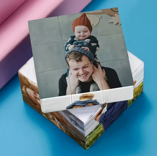 Custom 6 Photo Magic Cube - Vibrant Neutral Colors Personalized Keepsake, PVC Material, Perfect for Anniversaries, Birthdays, Valentine's Day - Unique Gift for Couples