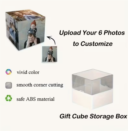 Custom 6 Photo Magic Cube - Vibrant Neutral Colors Personalized Keepsake, PVC Material, Perfect for Anniversaries, Birthdays, Valentine's Day - Unique Gift for Couples