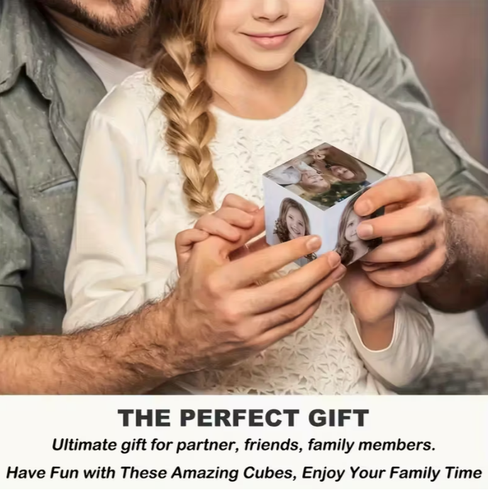 Custom 6 Photo Magic Cube - Vibrant Neutral Colors Personalized Keepsake, PVC Material, Perfect for Anniversaries, Birthdays, Valentine's Day - Unique Gift for Couples