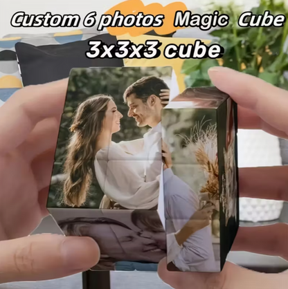 Custom 6 Photo Magic Cube - Vibrant Neutral Colors Personalized Keepsake, PVC Material, Perfect for Anniversaries, Birthdays, Valentine's Day - Unique Gift for Couples