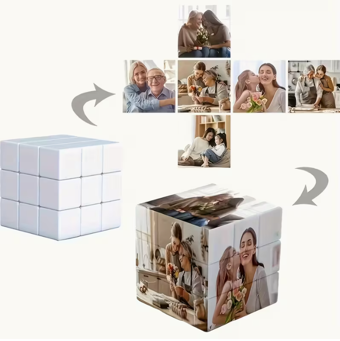 Custom 6 Photo Magic Cube - Vibrant Neutral Colors Personalized Keepsake, PVC Material, Perfect for Anniversaries, Birthdays, Valentine's Day - Unique Gift for Couples