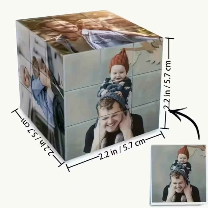 Custom 6 Photo Magic Cube - Vibrant Neutral Colors Personalized Keepsake, PVC Material, Perfect for Anniversaries, Birthdays, Valentine's Day - Unique Gift for Couples