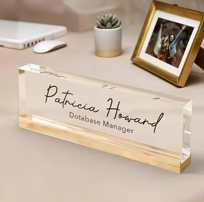 1pc CEO of Decara Personalized Nameplate - Elegant Golden & White Desk Sign for Office, Workspace, or Celebration Decor - Durable Plastic, No Power Needed - Ideal Gift for Bosses and Employees, Office Decor