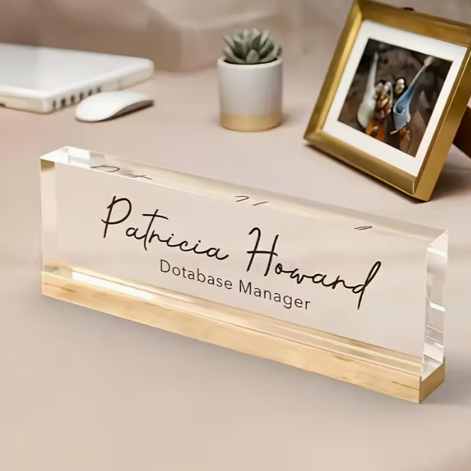 1pc CEO of Decara Personalized Nameplate - Elegant Golden & White Desk Sign for Office, Workspace, or Celebration Decor - Durable Plastic, No Power Needed - Ideal Gift for Bosses and Employees, Office Decor