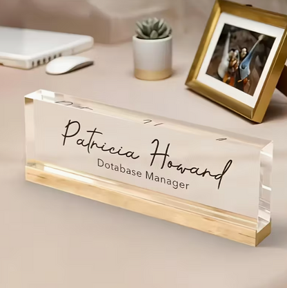 1pc CEO of Decara Personalized Nameplate - Elegant Golden & White Desk Sign for Office, Workspace, or Celebration Decor - Durable Plastic, No Power Needed - Ideal Gift for Bosses and Employees, Office Decor