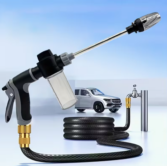 1pc Portable High-Pressure Hose Spray Gun with 3/4" and 1/2" Quick Connect Adapters, Adjustable Thick Rod Spray, Multi-Functional Garden Hose Nozzle for Car Washing and Pet Cleaning, Pet Washing Hose