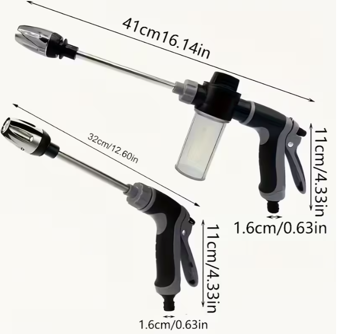 1pc Portable High-Pressure Hose Spray Gun with 3/4" and 1/2" Quick Connect Adapters, Adjustable Thick Rod Spray, Multi-Functional Garden Hose Nozzle for Car Washing and Pet Cleaning, Pet Washing Hose